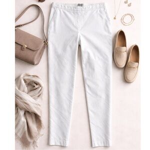 White Stretch Cotton Ankle Straight Leg Career Pants by Elliott Lauren 8 EUC